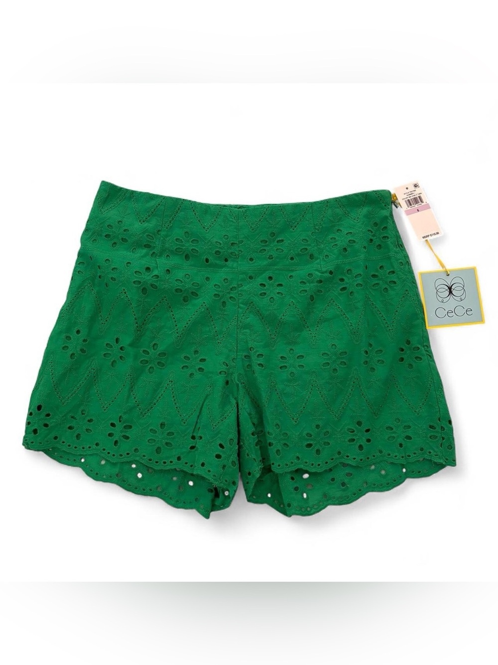 NWT CeCe Green Eyelet Shorts